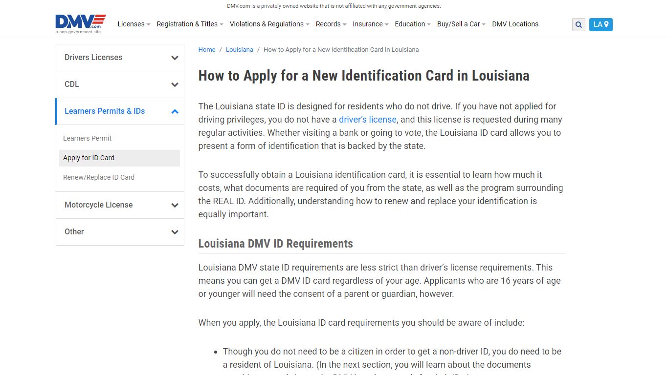 How To Get A Louisiana ID Card | DMV.COM